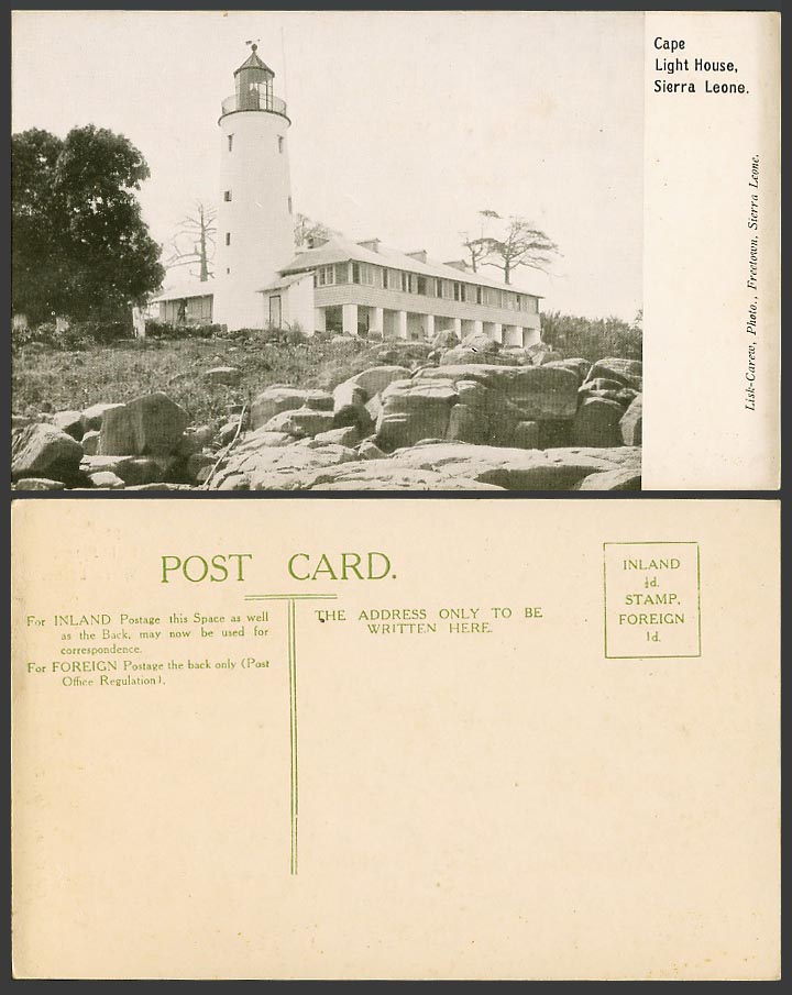 Sierra Leone Old Postcard Cape Light House Lighthouse Freetown Rocks, Lisk-Carew
