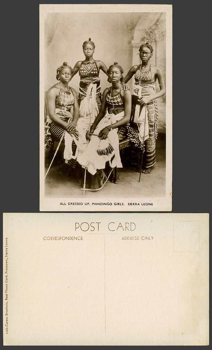 Sierra Leone Old Real Photo Postcard All Dressed Up, Mandingo Girls, Young Women