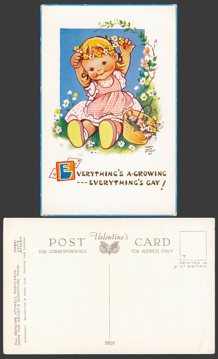 MABEL LUCIE ATTWELL Old Postcard Everything's A-Growing -- Everything's Gay 5926