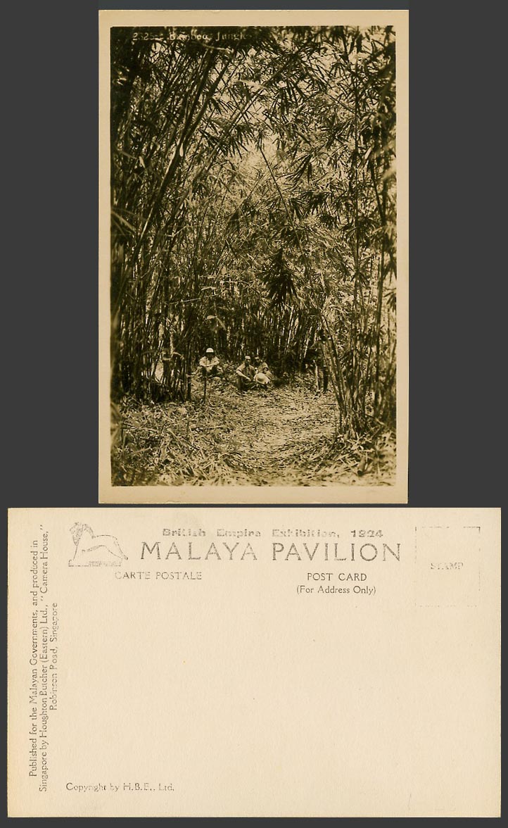North Borneo Jungle Bamboo Men British Empire Exhibition 1924 Old Photo Postcard