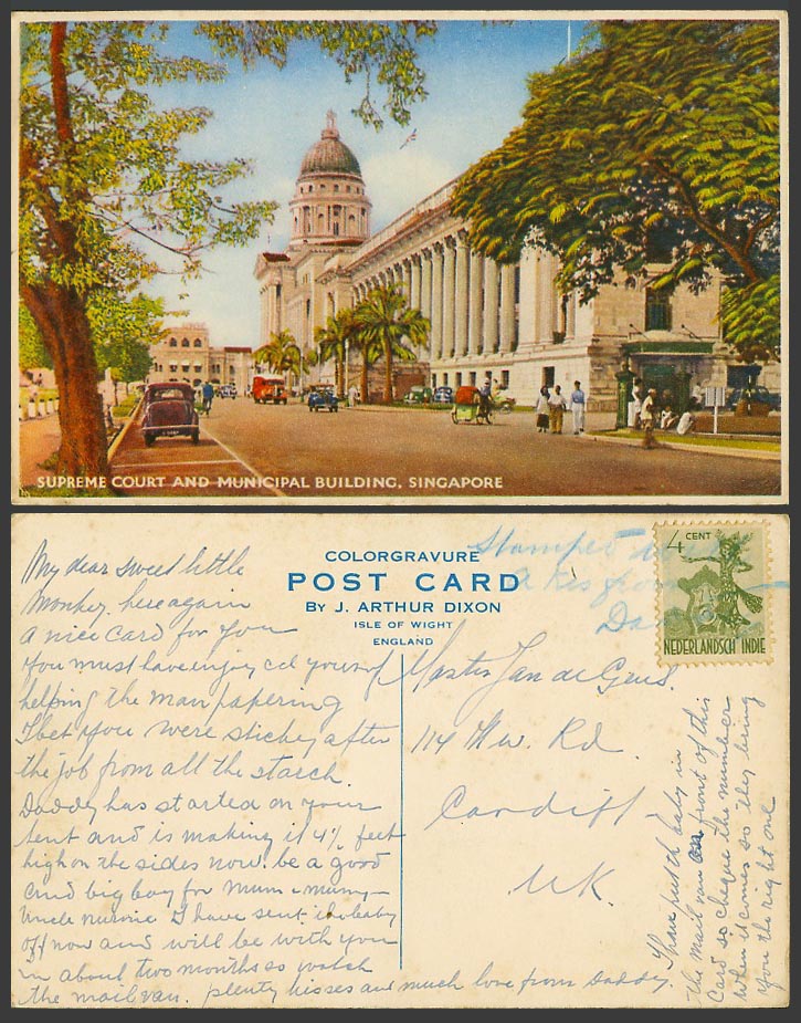Singapore Supreme Court Municipality Building Nederlandsch Indie 4c Old Postcard