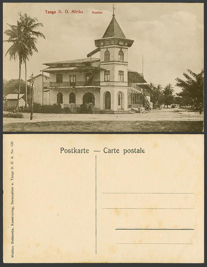 Tanga Old Postcard Casino Kasino Palm Tree Deutsch-Ost-Afrika German East Africa