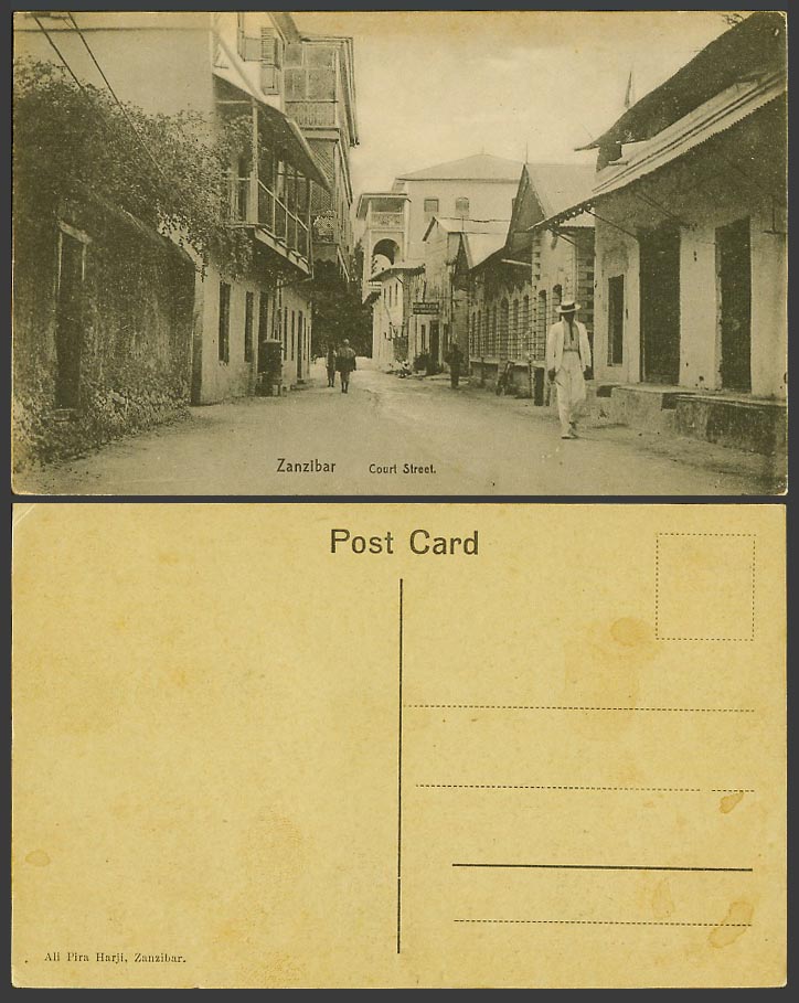 Zanzibar Africa Old Postcard Court Street Scene, Ali Pira Harji Zanzibar