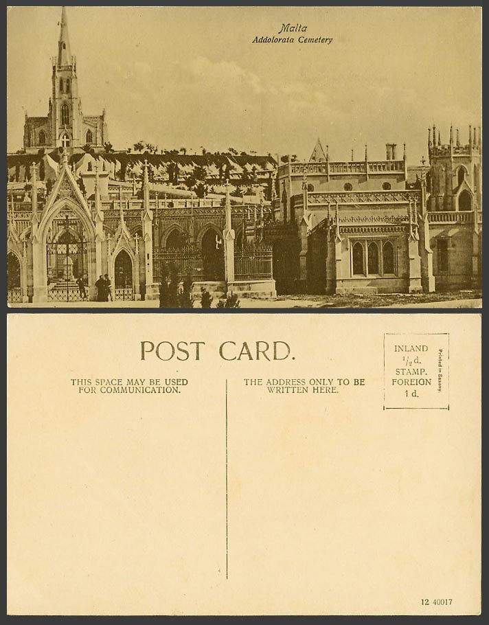 Malta Old Postcard Addolorata Cemetery, Graves, Church Chapel Cathedral, Crosses