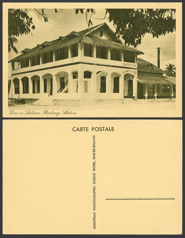Tanzania Old Postcard Dar-Es-Salaam Railway Station Train Station Entrance Steps