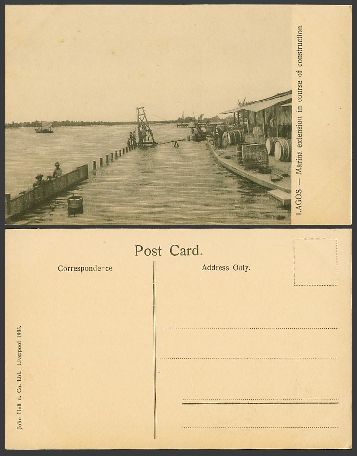 Nigeria Old Postcard Lagos, Marina extension in course of construction, Harbour