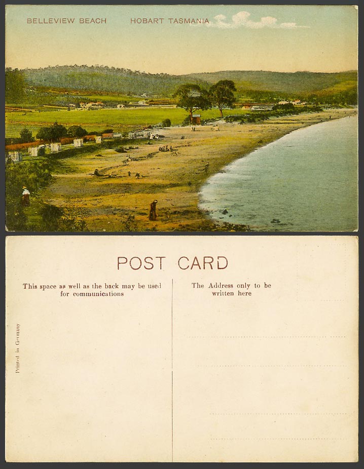 Australia, Tasmania Hobart, Belleview Beach Seaside Panorama Old Colour Postcard