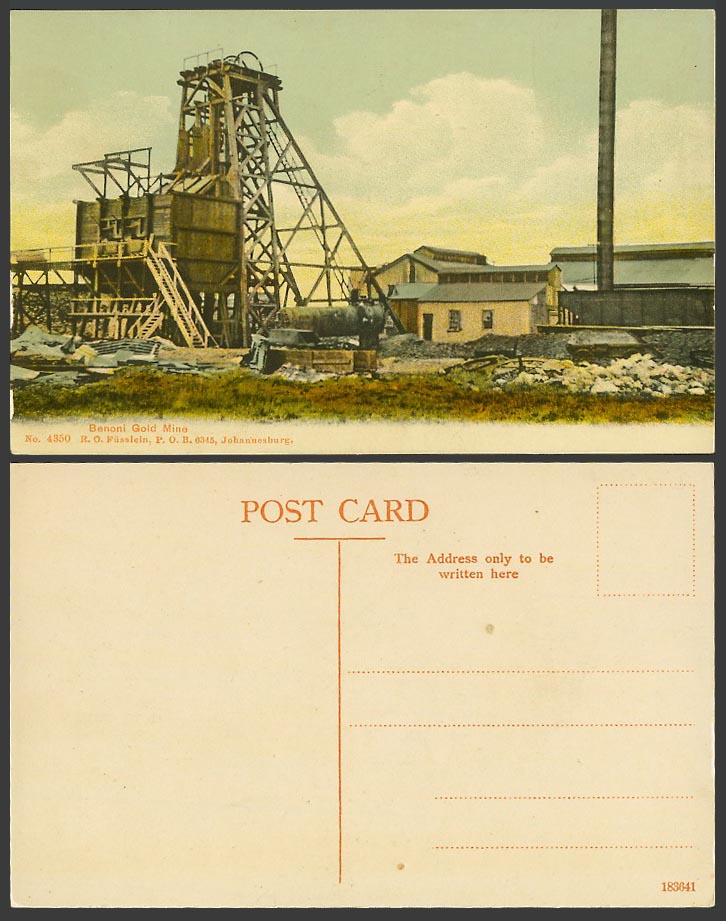 South Africa Old Colour Postcard Benoni Gold Mine Mining Gear Johannesburg 4350.