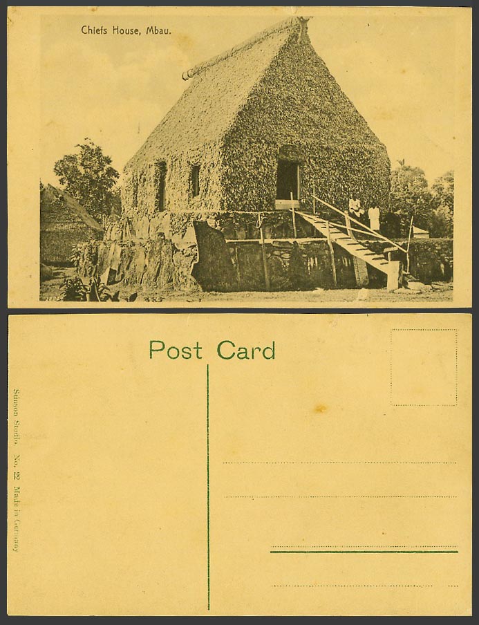 Fiji Old Postcard Fijian Chief Chiefs House Mbau, Ethnic Life, Stinson Studio 22
