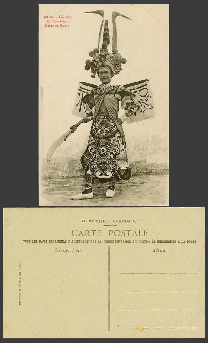 Indo-China Old Postcard Tonkin Un Comedien Garde du Palais Actor Guard of Palace