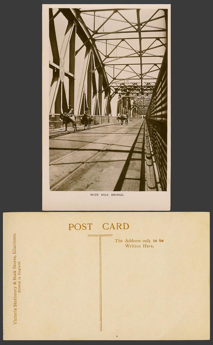 Sudan Old Real Photo Postcard Blue Nile Bridge, Khartoum, Railway, Donkey Riders