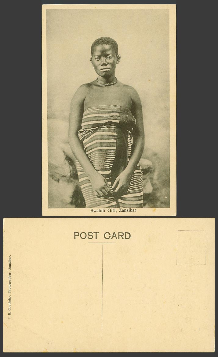 Zanzibar Old Postcard Native Swahili Young Woman Traditional Costumes