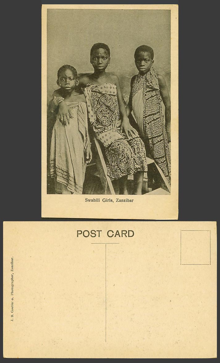 Kenya Old Postcard 3 Swahili Girls Native Children Costumes, British East Africa