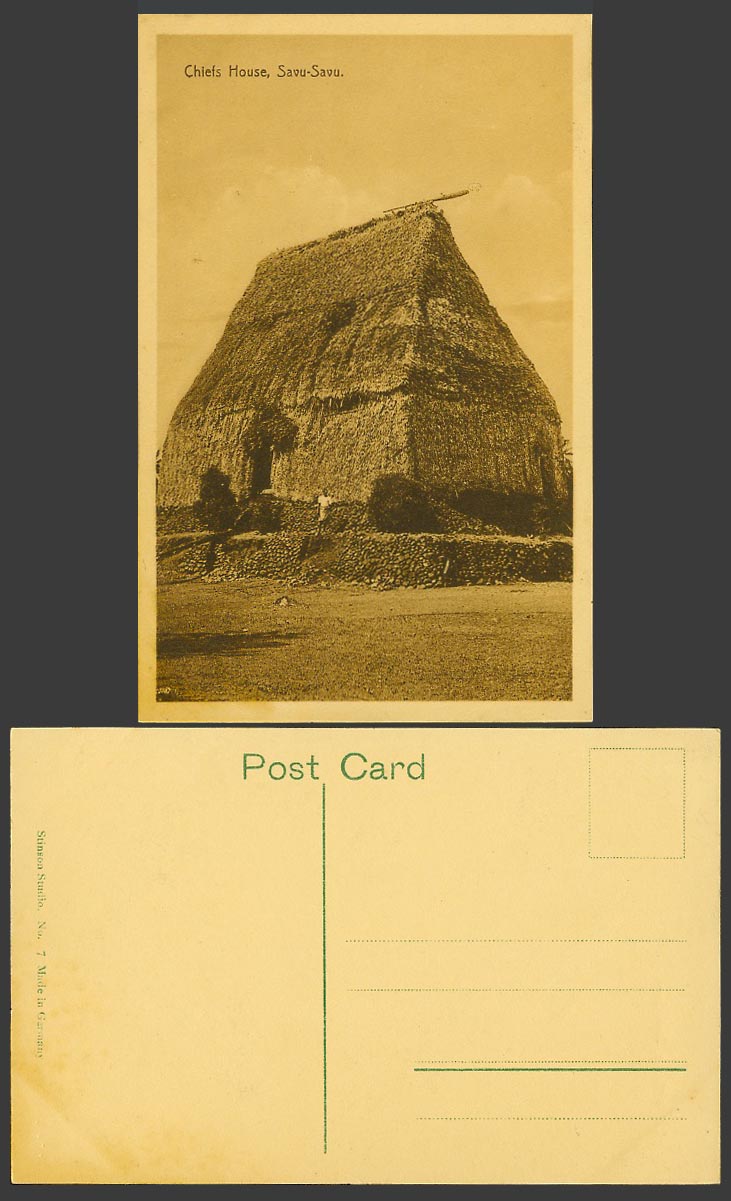 Fiji Old Postcard Chiefs House Savu-Savu Savusavu, Fijian Chief's Hut Cakaudrove