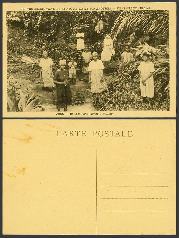 TOGO Old Postcard Native Women Girls in Virgin Forest Palime, Notre-Dame Apotres
