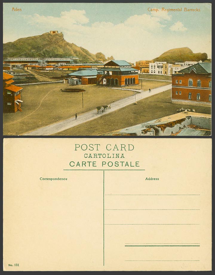 ADEN Yemen Old Postcard Camp, Regimental Barracks, Military Barrack Street Scene