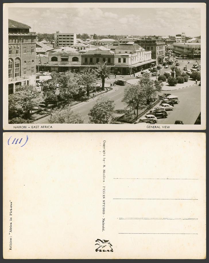 Kenya East Africa Old Postcard Nairobi Street Scene, Cars, Austin Co. Furnishers