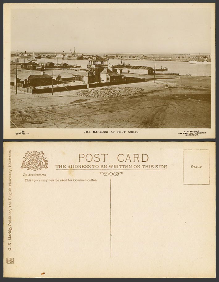 Sudan Old Real Photo Postcard The Harbour at Port Sudan Ships Boats and Panorama