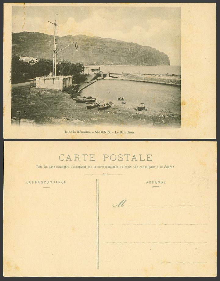 Reunion Ile Old Postcard Saint St-Denis Le Barachois Boats Harbour Bridge Lagoon