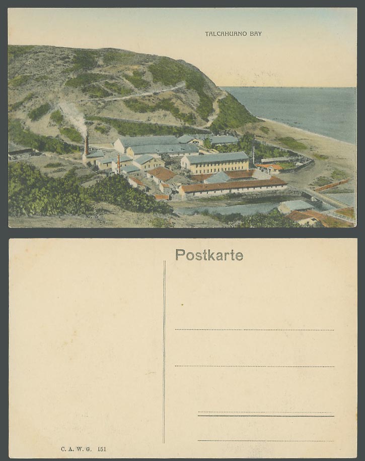 Chile Old Postcard Talcahuano Bay, Fabrica de Paños Bellavista Tome Textile Firm