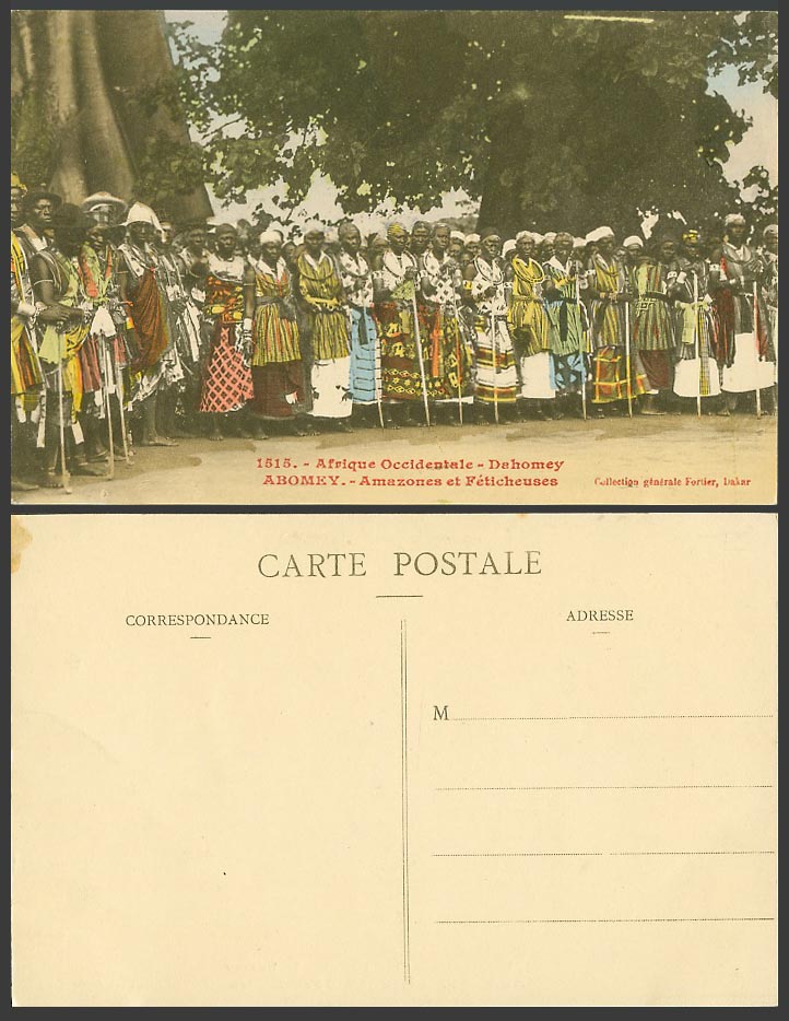 Dahomey Benin Old Tinted Postcard Abomey Amazones et Feticheuses Amazons Witches