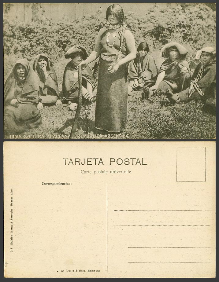 Argentina Republic Old Postcard Native Indians Indiens, Araucana Soltera Single