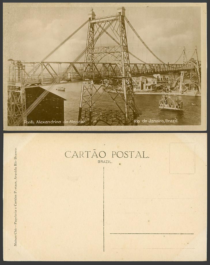 Brazil Brasil Old Postcard Rio de Janeiro, Ponte Alexandrino de Alencar Bridge