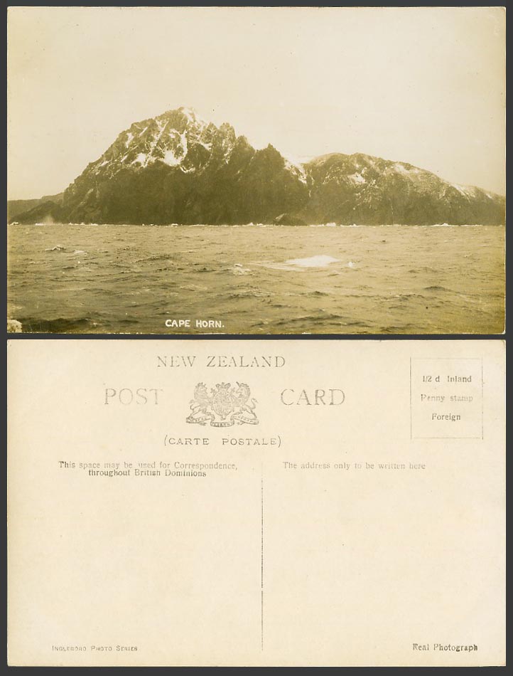 Chile Cape Horn with Snow Old Real Photo Postcard New Zealand, Ingleboro Series
