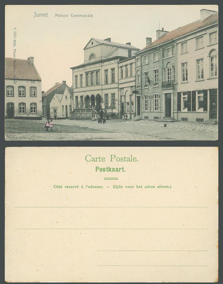 Belgium Old Hand Tinted Postcard Jumet, Maison Communale, Pierre Hosdain B 5878