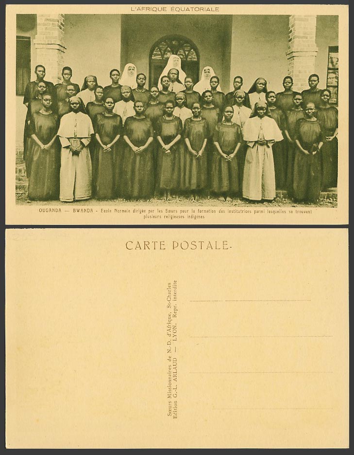 Uganda Kenya Old Postcard Bwanda Sisters School Teacher Training Indigenous Nuns