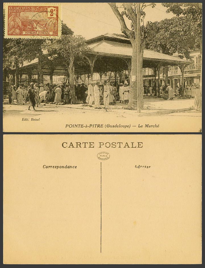 Guadeloupe, French 2c 1926 Old Postcard POINTE A PITRE, Le Marche, Native Market