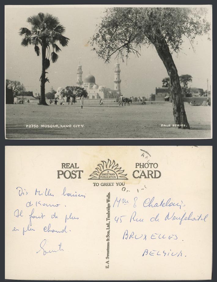 Nigeria Old Real Photo Postcard Kano City, Mosque, Palm Tree, Dale Series P.2350