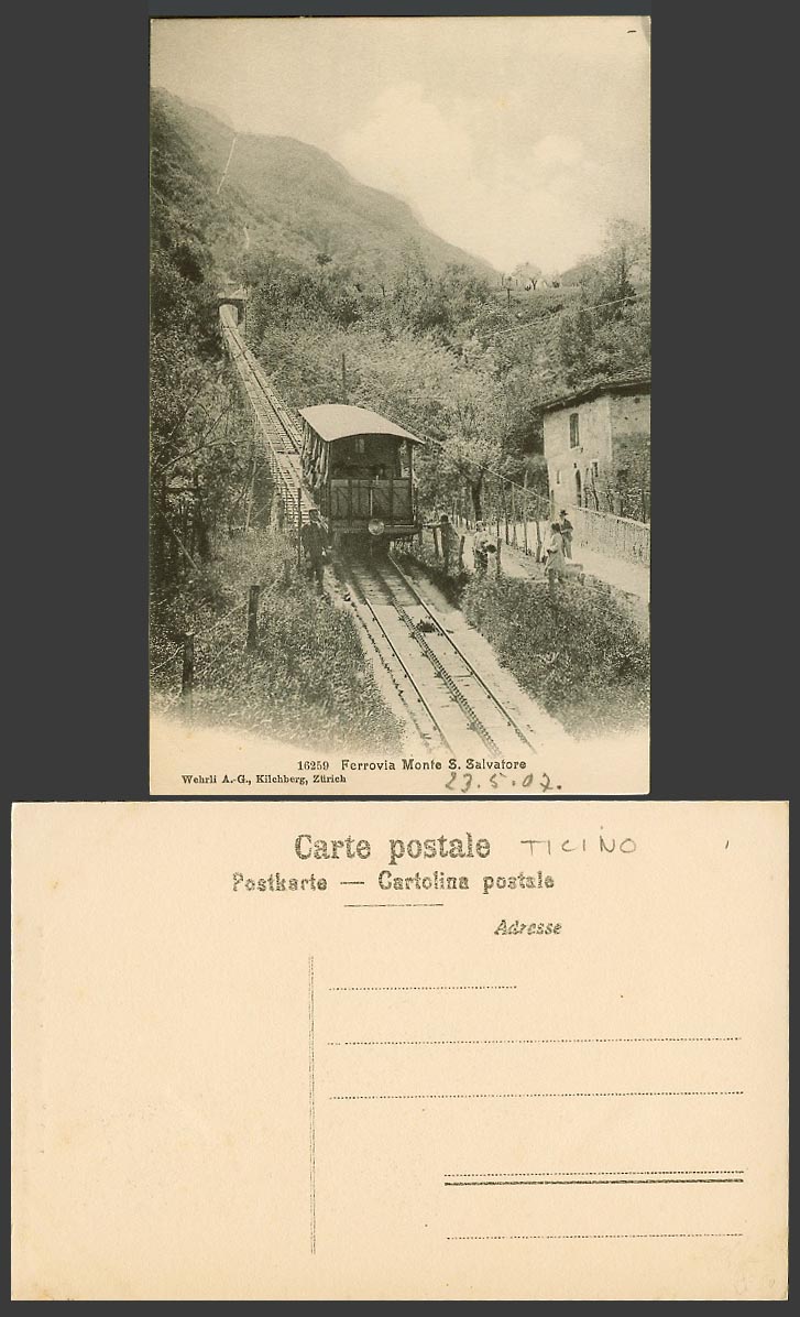 Switzerland 1907 Old Postcard Ferrovia Monte S. Salvatore, Train Railway, Ticino