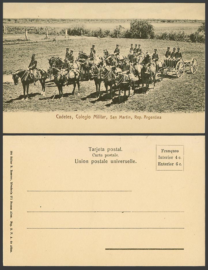 Argentina Old Postcard Cadetes Colegio Militar San Martin Military College Horse