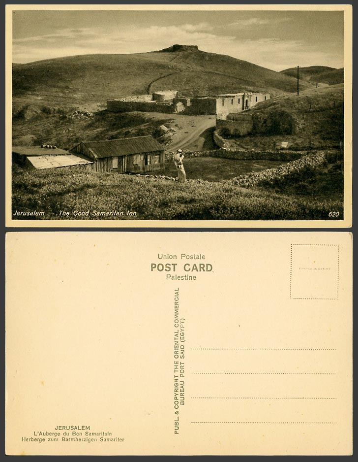 Palestine Old Postcard The Good Samaritans Inn, Road Street Scene Hills, Jericho