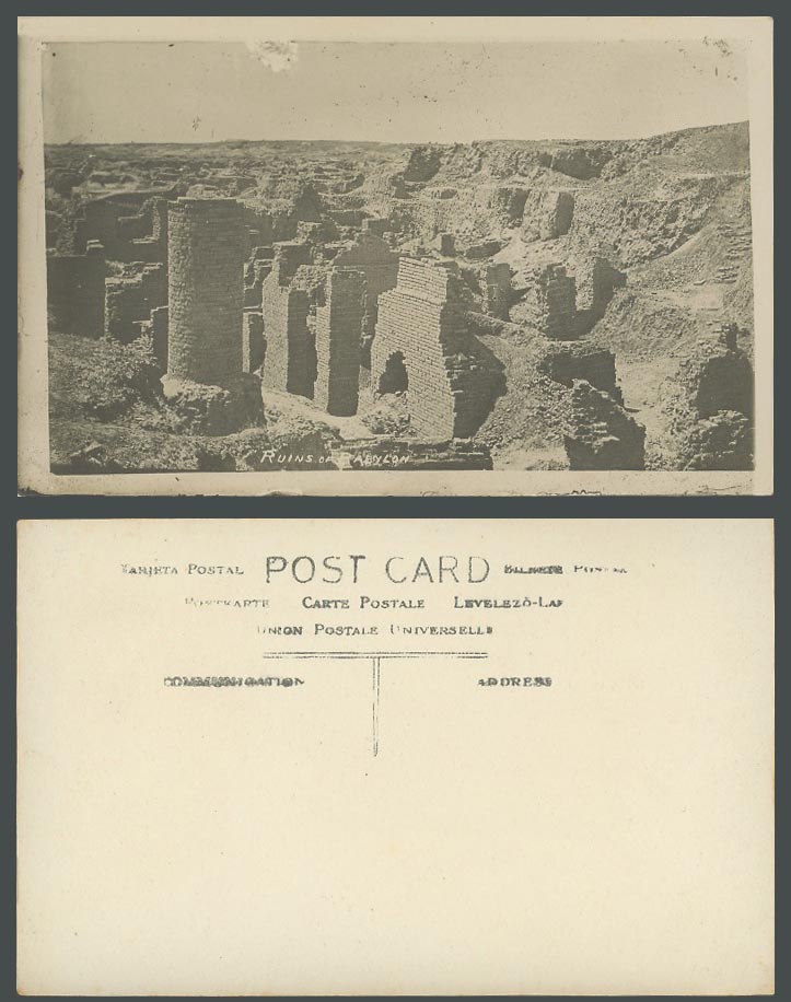 IRAQ Old Real Photo Postcard Ruins of BABYLON, Capital City of Babylonian Empire