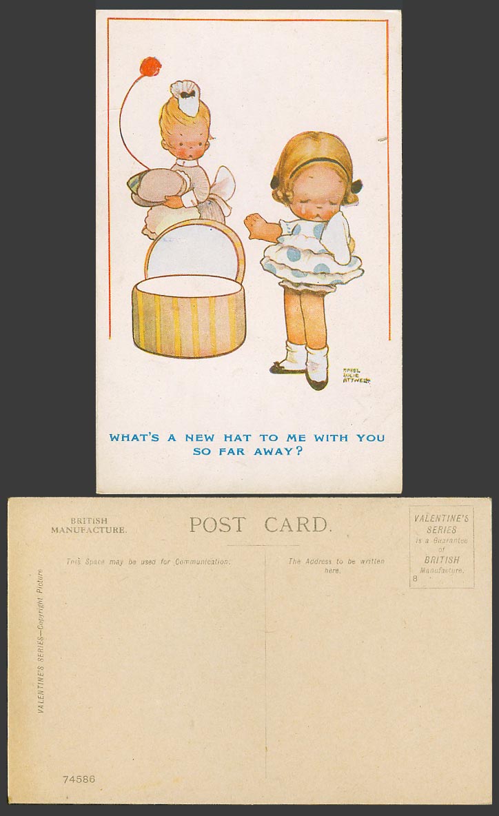 Mabel Lucie Attwell Old Postcard What's New Hat to Me with You So Far Away 74586