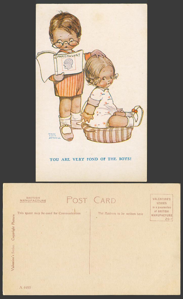 MABEL LUCIE ATTWELL Old Postcard Phrenology, You Are Very Fond of The Boys A4490
