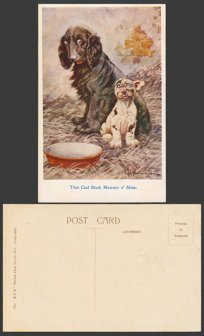 BONZO Dog GE Studdy Old Postcard Irish Setter The Coal Black Mummy o' Mine N1011