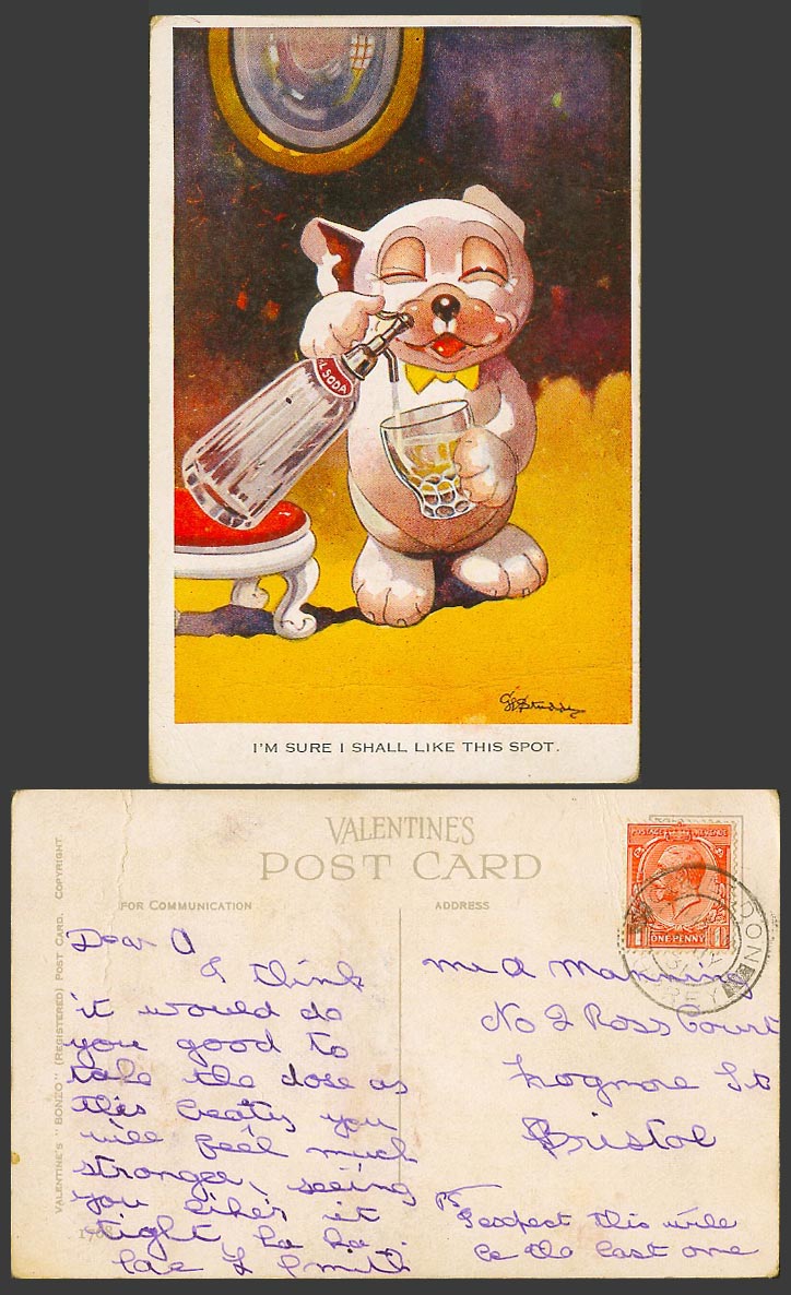 BONZO DOG GE Studdy 1931 Old Postcard I'm Sure I Shall Like This Spot. Soda 1768