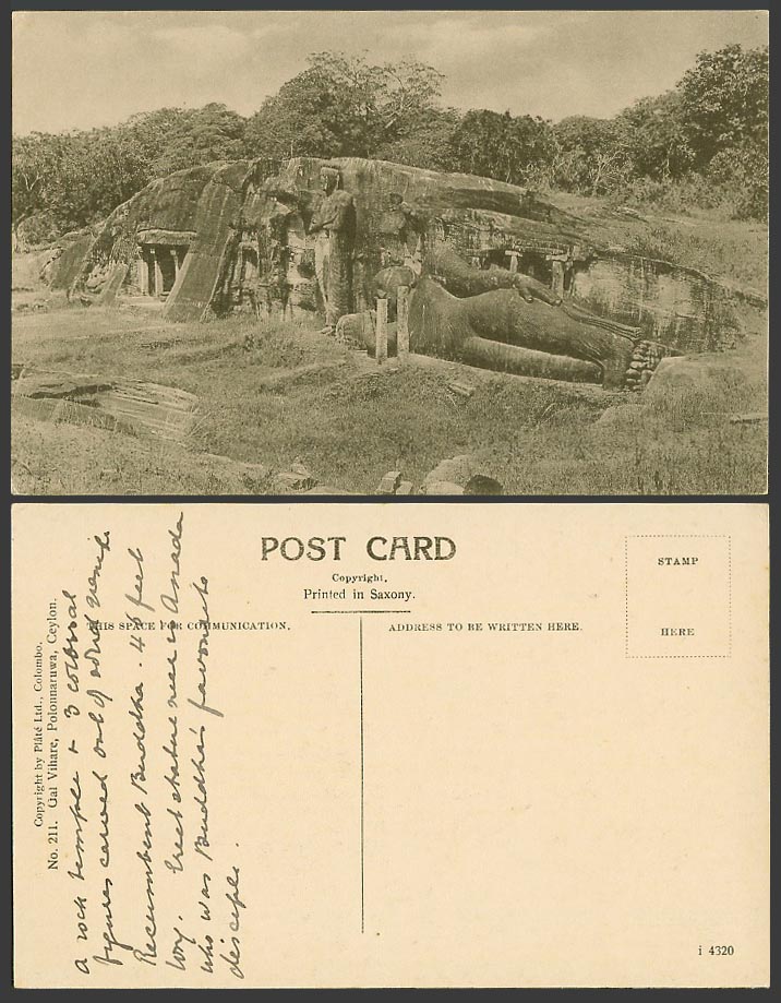 Ceylon Old Postcard Gal Vihare Polonnaruwa Temple Ruins Uththararamaya Plate 211