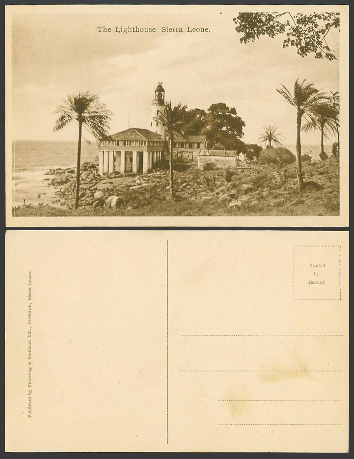 Sierra Leone Old Real Photo Postcard The Lighthouse, Cape Light House Palm Trees