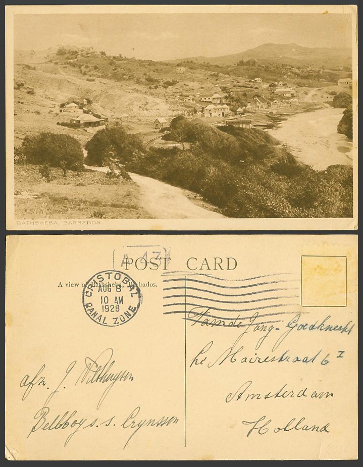 Barbados Bathsheba, Cristobal Canal Zone 1928 Old Postcard General View Panorama