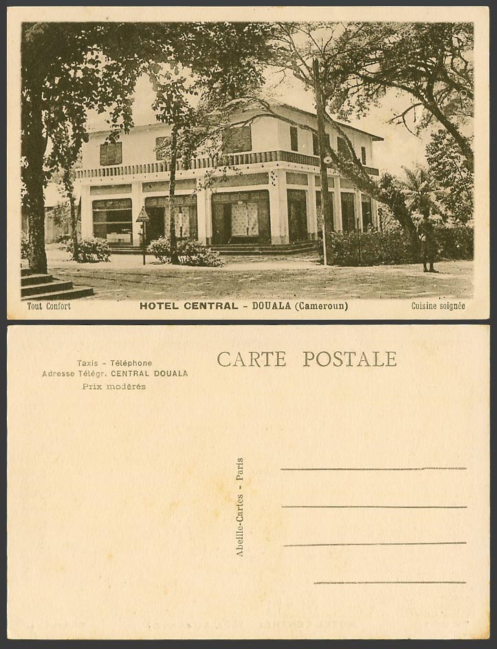 Cameroon Old Real Photo Postcard Douala, Hotel Central, Cameroun Cuisine Soignee