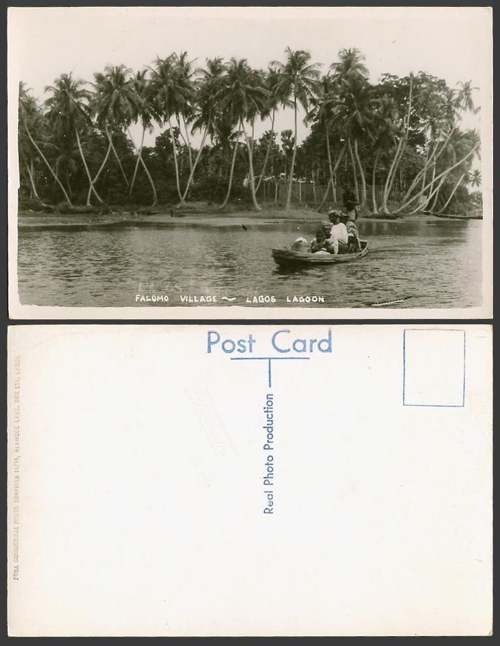 Nigeria Old Real Photo Postcard Falomo Village, Lagos Lagoon, Native Canoe Boat