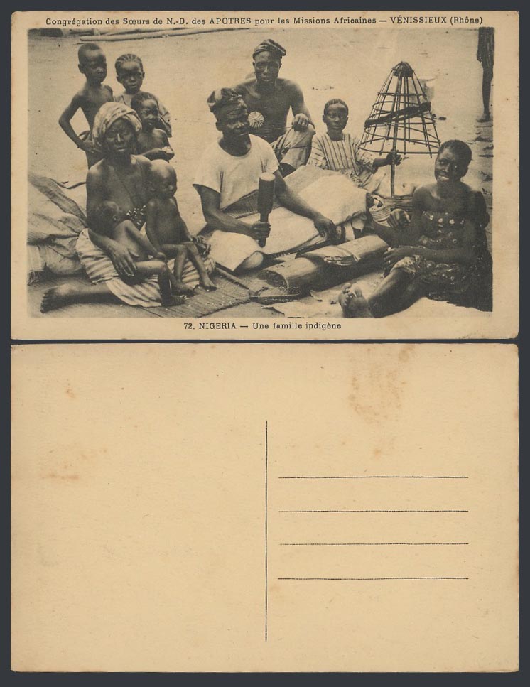 Nigeria Old Postcard An indigenous family Native Man Women and Children APOSTLES