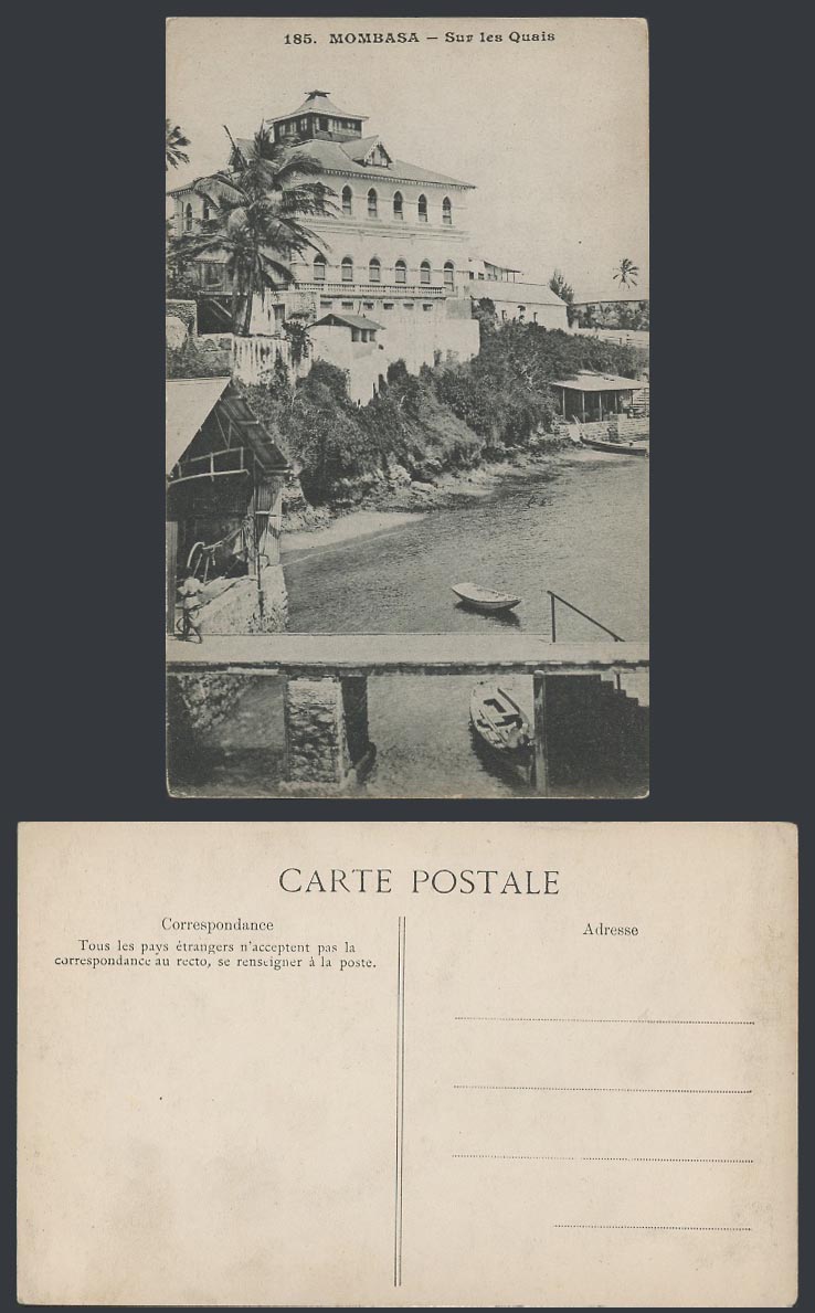Kenya Old Postcard Mombasa Sur les Quais, Docks Quays, Bridge, Boats Harbour 185