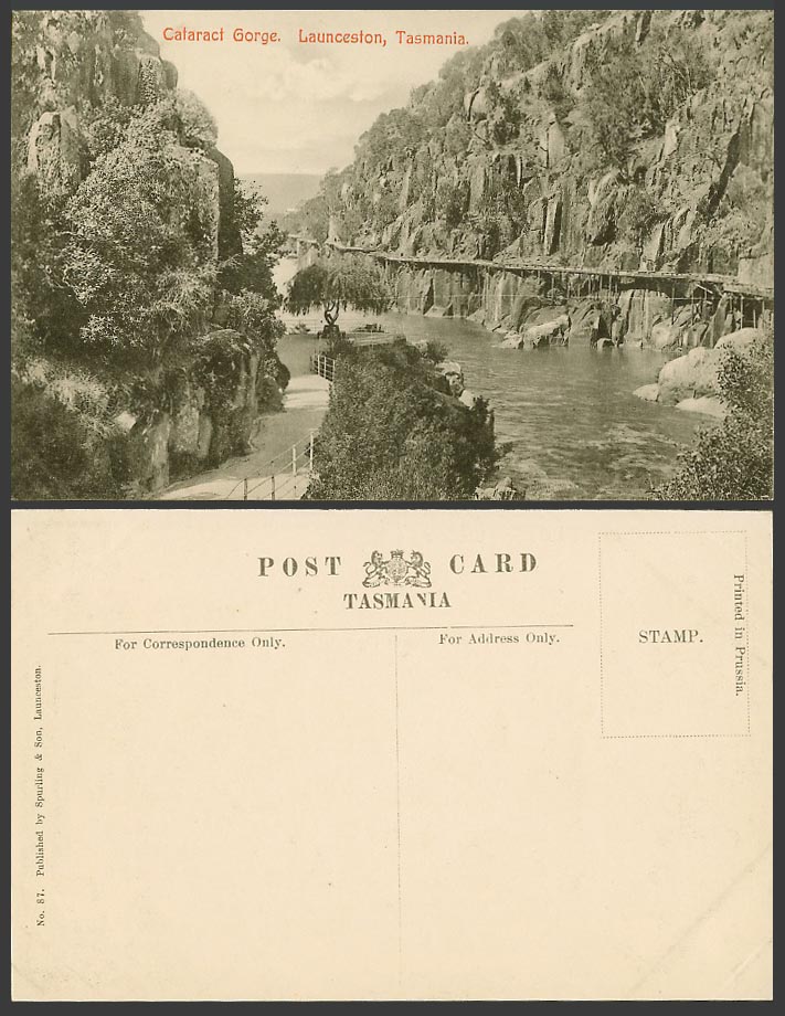 Australia Tasmania Old Postcard Cataract Gorge Launceston, Bridge Rocks River 87