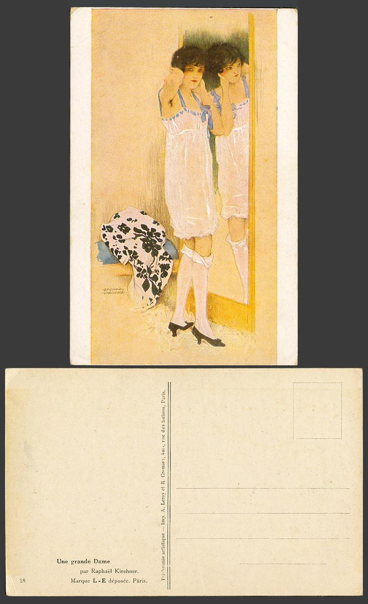 Raphael Kirchner Old Postcard Une grande Dame A Great Lady Woman wears Stockings