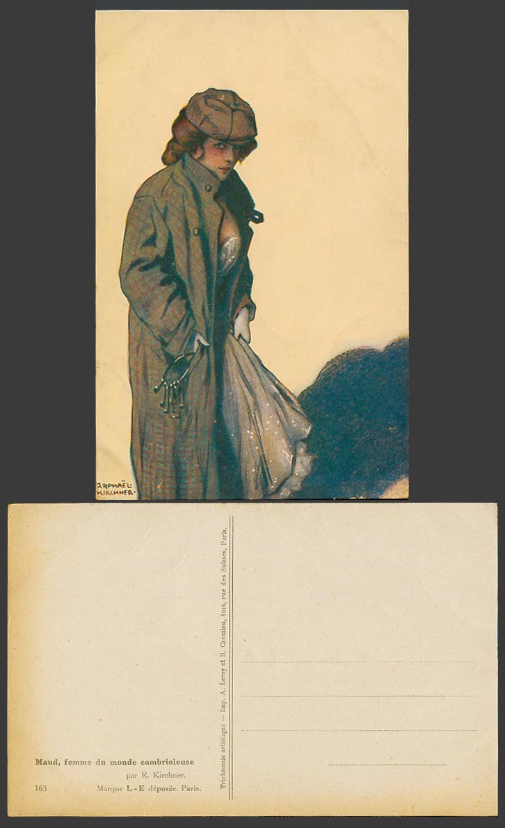 Raphael Kirchner Old Postcard Maud femme du monde Cambrioleuse Burglar Woman Key